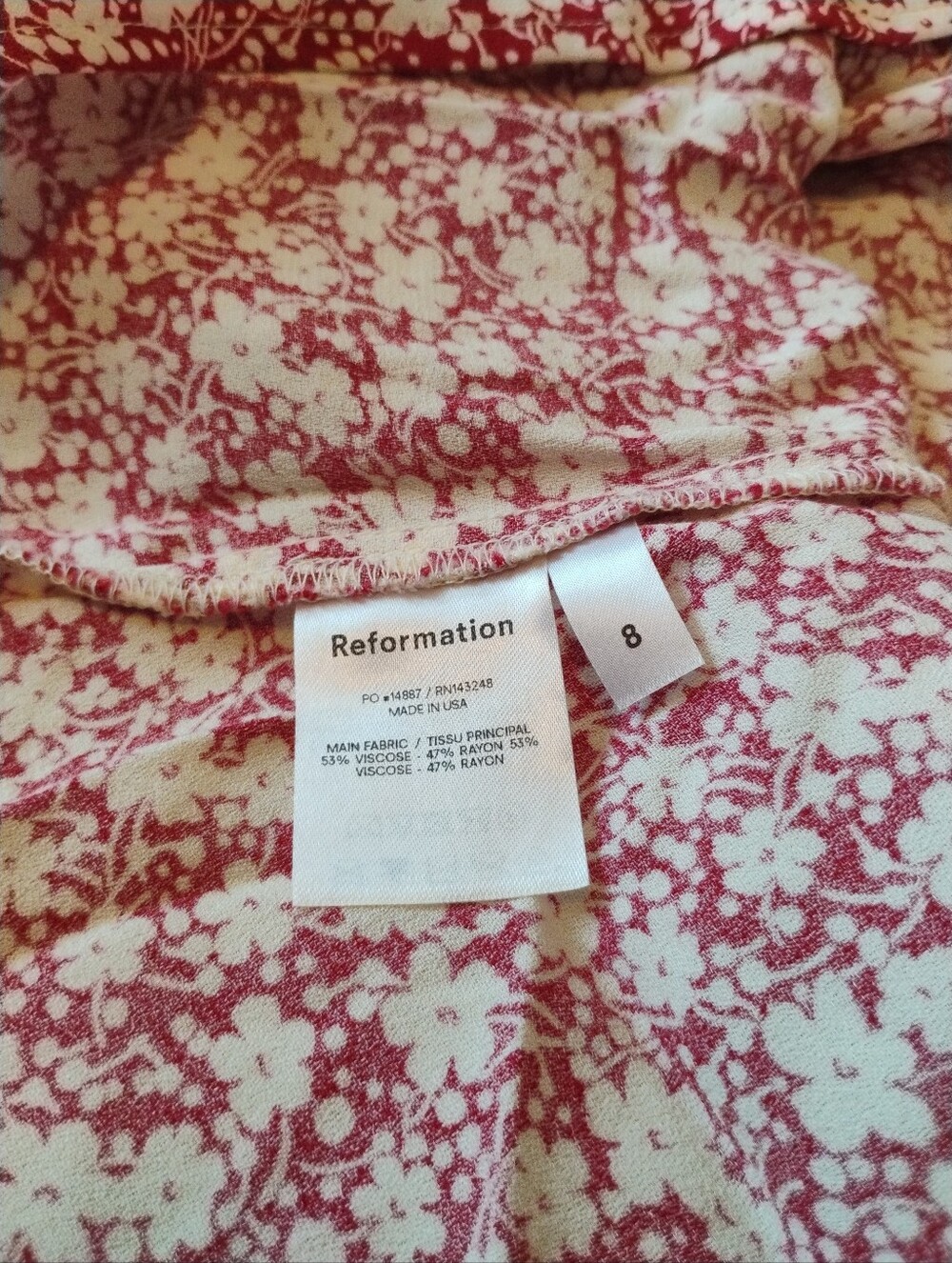Reformation Crimini Midi Red Floral Dress with Side Slit - Picture 8 of 8